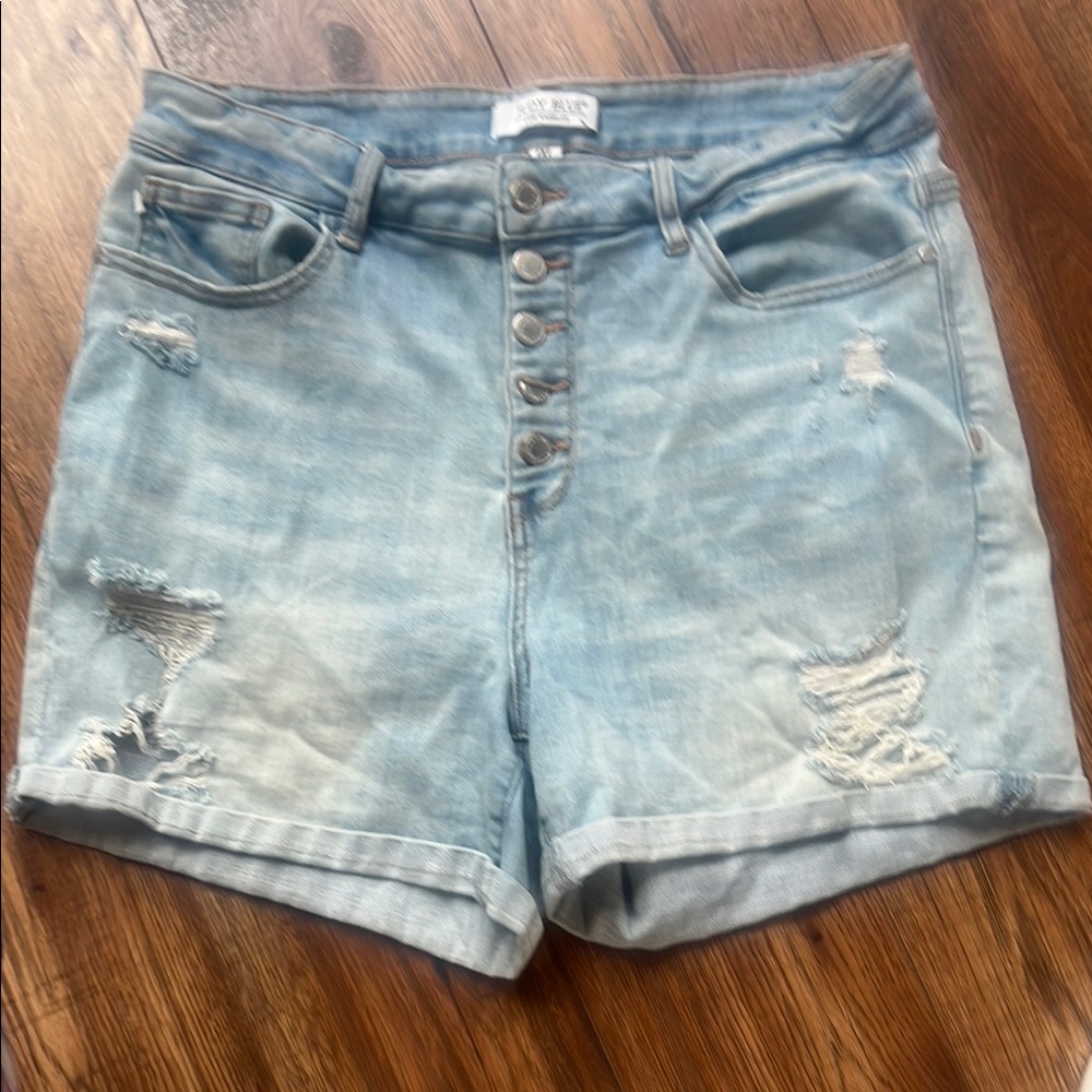 Just Black Blue Jean Shorts Distressed Relaxed Fit